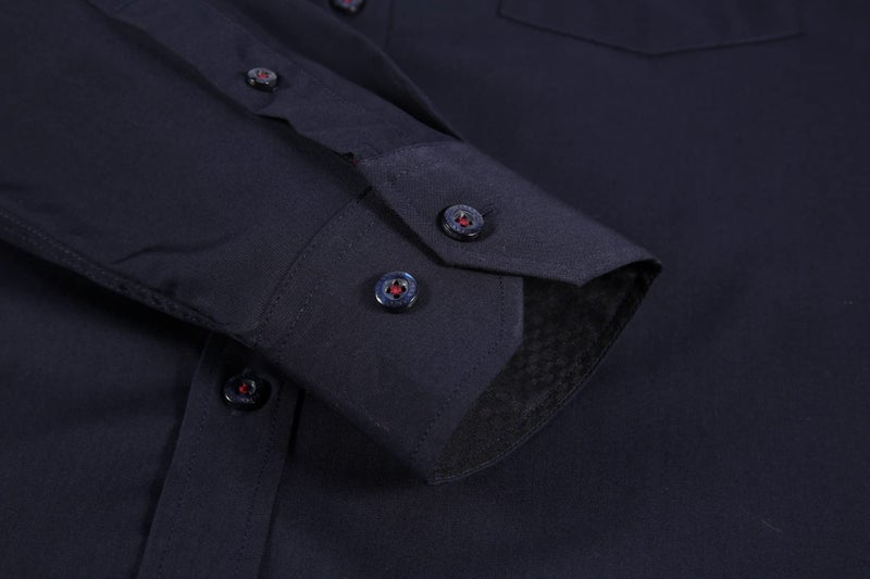 Alex Vando Mens Rayon Dress Shirts Wrinkle Free Regular Fit Stretch Button Down Shirt,Navy,L - Image 4